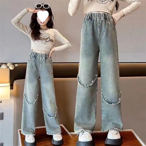 Baggy Jeans Kids Teen Girls Wide Leg High Waisted Casual Y2k Pockets Denim Pants Streetwear Trousers2