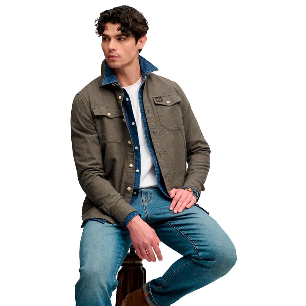 Superdry Camicia A Maniche Lunghe Herringbone Workwear XL