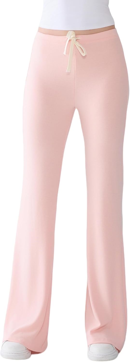 Tall Women’s Mid Rise Bootcut Lounge Pants, Silky Viscose Yoga Pajama Bottoms with Drawstring Waist,30/32/34/36 Inseam