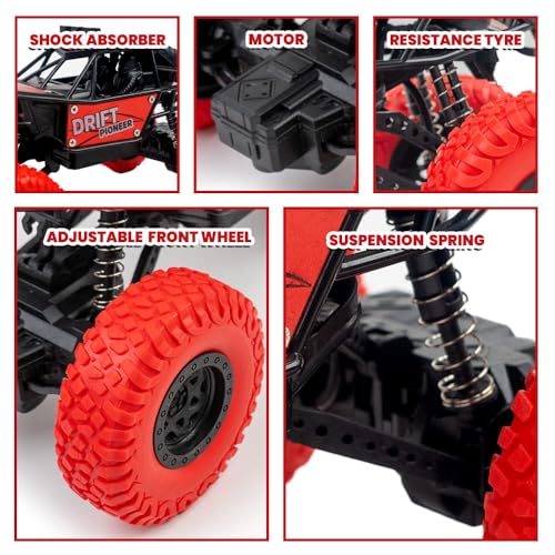 Image of Gooyo GY-45 Rechargeable Remote Control Rock Crawler with Spray Function | 45 Climbing High Speed RC Car Toy for Kids | Red Color, Power Source: Lithium Battery for Car (Included)