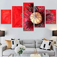 SIGNWIN 5 Panel Canvas Wall Art Red Petal for Home Decorations Ready to Hang - 60