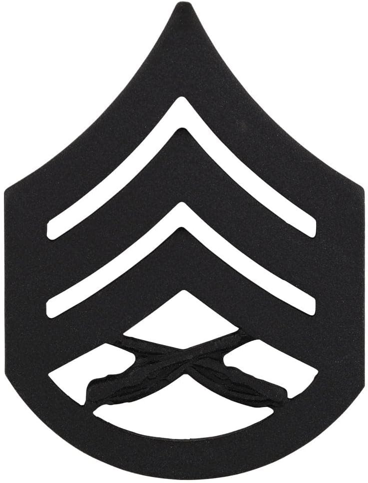 Marine Corps USMC Chevron Black Scratch Resistant SSGT Staff Sergeant E-6 Pair