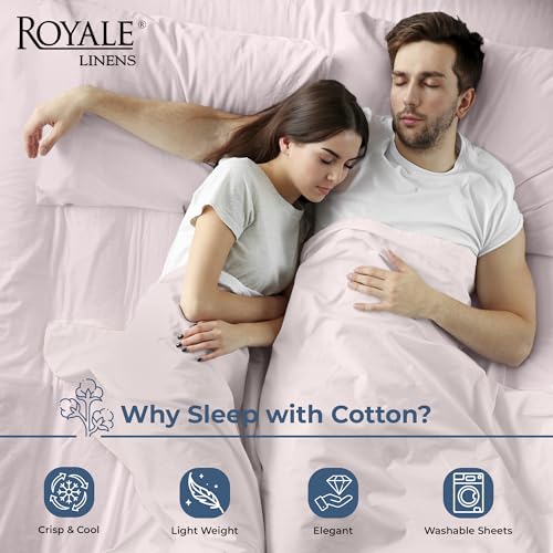 Image of Royale Linens 100% Organic Cotton Twin XL Flat Sheet Only - Super Soft - Percale Top Sheets - Twin XL Flat Sheet Sold Separately - Breathable, Cool & Crisp Sheets Only (66 inch x 102 inch, Lavender)
