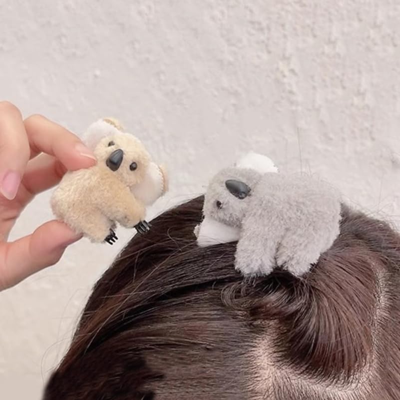 Beaupretty 4 piece Koala Hair Clips Cute Fuzzy Claw Clips for Girls Cartoon Animal Hair Accessories for Thick or Thin Secure Grip for Daily Wear Parties and Travel image 5