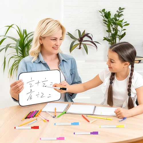 2 Stück Whiteboard Magnetwand Magnettafel A4 Kleine Doppelseitige Whiteboard Magnetisch mit Trocken Abwischbaren Stiften Radiergummi Magnete Magnetwand für Schule Zuhause Büro (30x21CM)