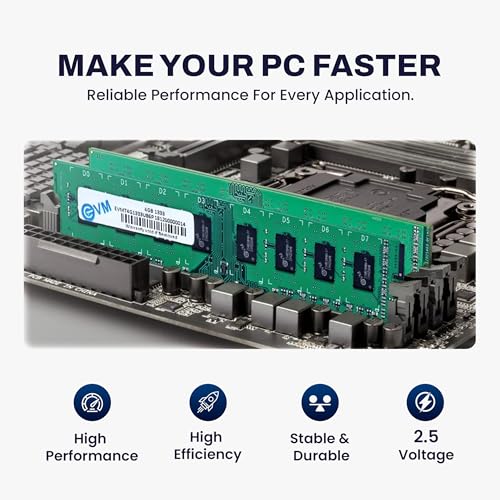 Image of EVM 4GB DDR3 Desktop RAM 1333MHz Long-DIMM - 1.5V Low Voltage, 240-PIN Pin, Intel & AMD Compatible, High-Speed PC Memory Upgrade - 10 Year Warranty (EVMT4G1333U86P)