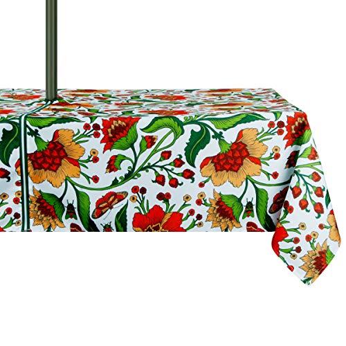 Image of EHouseHome Outdoor Indoor 60x84 inch Rectangle Tablecloth with Umbrella Hole and Zipper, Waterproof Zippered Patio Cloths, Spring /Summer Table Covers for Backyard Circular Table /BBQs /Picnic