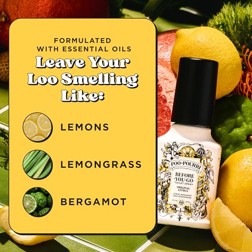Image of Poo-Pourri Before-You-Go Toilet Spray, Original Citrus, 2 Fl Oz, Up to 100 Uses, Bathroom Odor Deodorizer with Essential Oils for Home or Work, Travel Essentials, TSA Approved Size, Lemon Bergamot