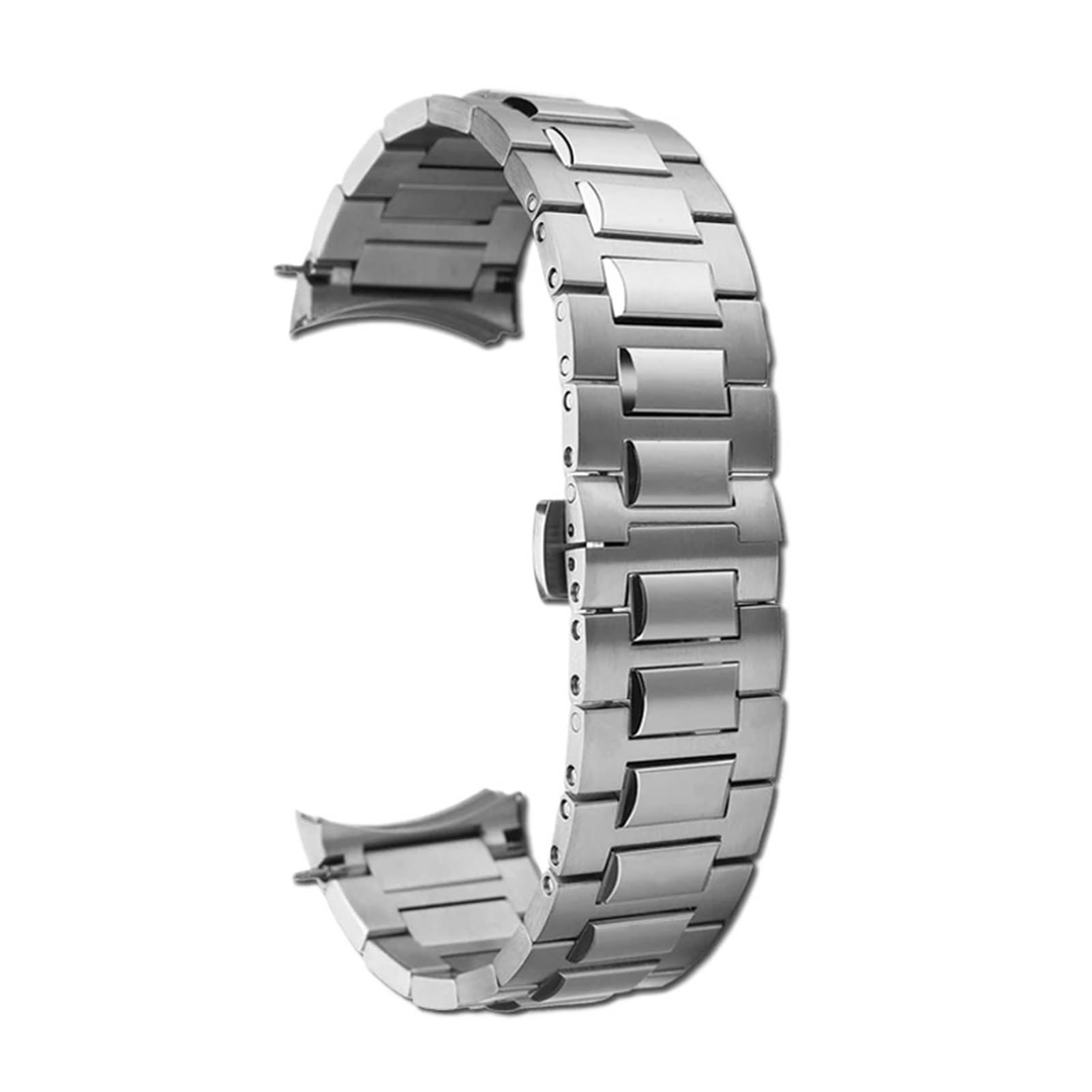 Pulsera de correas acero inoxidable con extremo curvado plateado 20 mm compatible cronógrafo IWC Portugieser IW358312 IW371607
