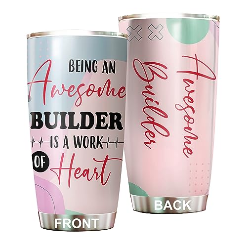 MEDROC Awesome Builder Tumbler Stainless Steel 20oz, Funny Builder Gifts Bulk For Birthday Christmas, Builder Gifts For Men Women Office Coworker Driking Coffee Cup Humor