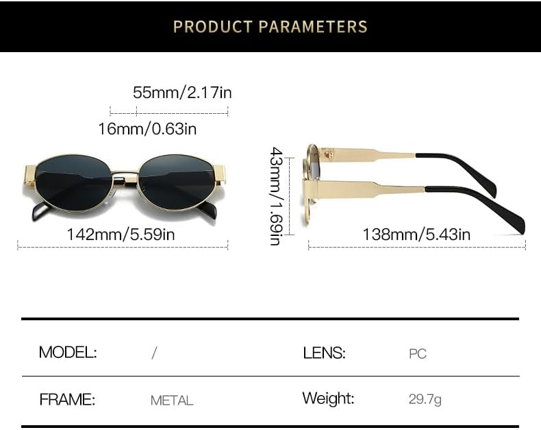 Trendy Retro Oval Sunglasses for Women Men - Fashion Designer Sun Glasses - Rectangle Metal Frame Shades - Image 9