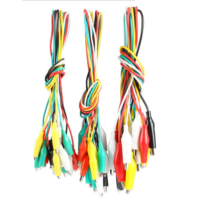 Image of Alligator Clip Test Leads - 50cm Multicolor Wire Jumpers with 4.5cm Electrical Clips, Assorted Red Yellow Green Black White,10-Pack for Electrical Testing Electronic Experiments