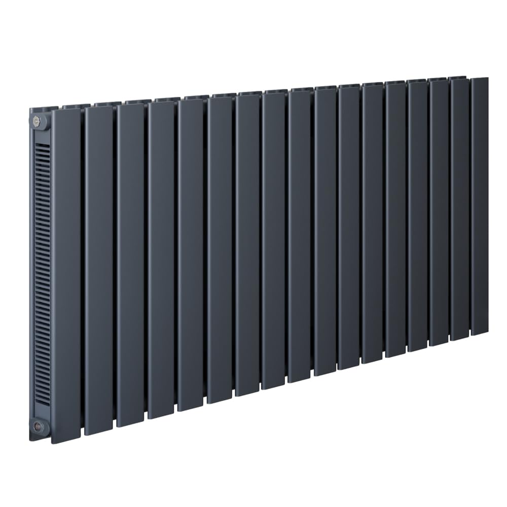 Milano Anthracite Erin Horizontal Double Flat Panel Convector Radiator - 600Mm X 1190Mm