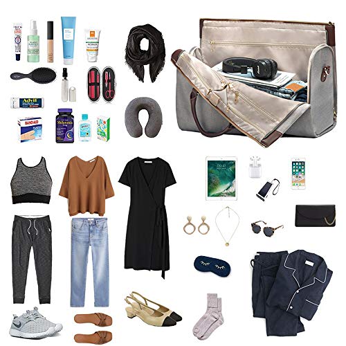 Travel Garment Bag Convertible suit dresses weekender PU leather with shoes compartment shoulder strap overnight carry on duffel bag for woman