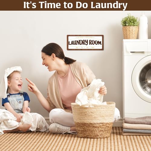 Wooden Laundry Room Sign - Wall Art Decoration Plaque for Home Farmhouse Bath - Framed Washing Accessories - Image 4