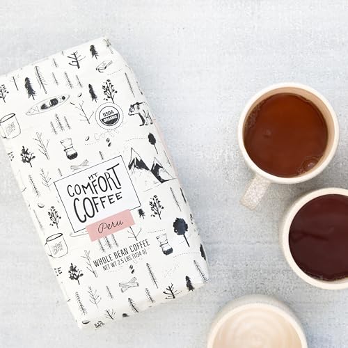 Image of Mt. Comfort Coffee Organic Peru Medium Roast, 2.5 Pounds - Flavor Notes of Nutty, Chocolate, & Citrus - Sourced From Small, Peruvian Coffee Farms - Roasted Whole Beans