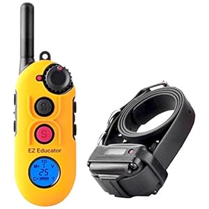 Educator EZ 1/2 Mile Dog Training Collar with Ergonomic Remote, Safe Humane Vibration Stimulation, Pavlovian Tone, Waterproof, Odorproof Biothane Collar, Night Light, Rechargeable, 1 Dog, Yellow