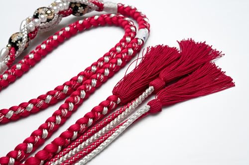DEAR VANILLA Japanese Ornament Obijime Cord for Furisode Kimono Silk Obi Belt Fastener Accessory Rope Made in Japan OCF-0056 Red - Thumbnail 6