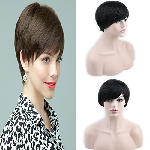Dreambeauty 100% Human Hair Virgin Remy Human Short Hair Wigs for African American Women Cheap Human Hair Wig 1B Natural Black Color