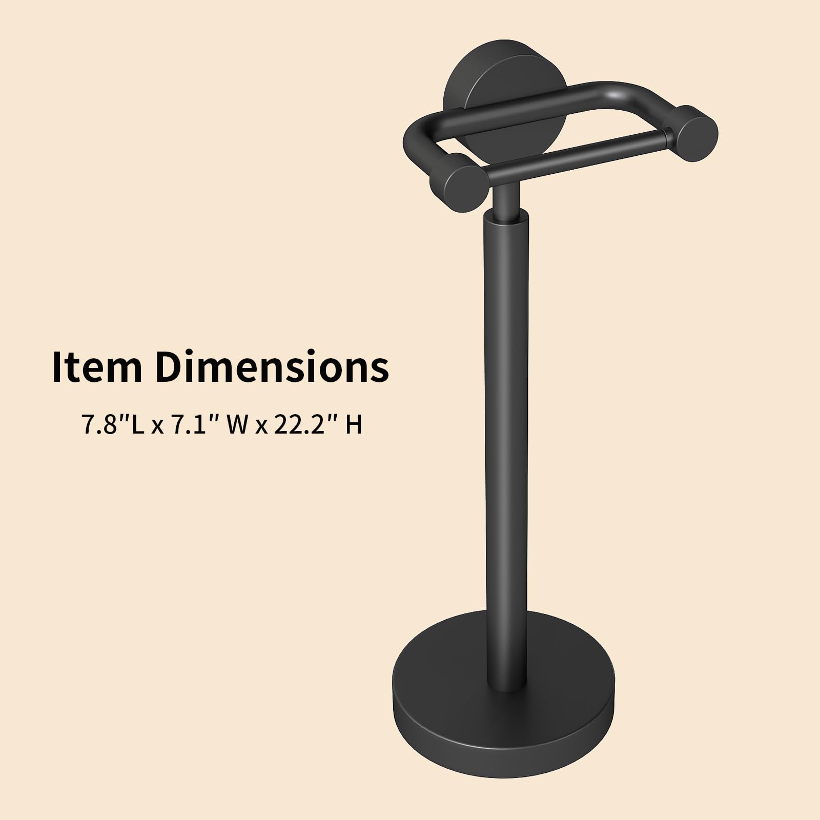 YUMORE 5.28 lb Heavy Duty Black Toilet Paper Holder Stand, Weighted Base — Amazon image 8