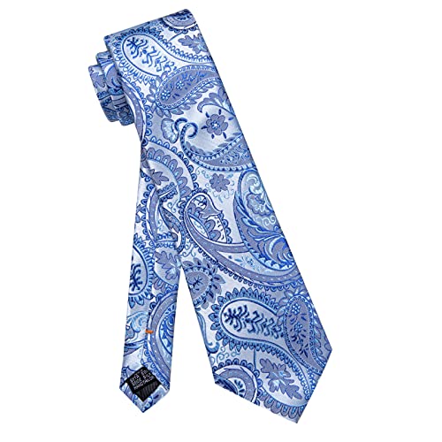 Image of YourTies Blue Paisley Tie Classic Silk Ties for Men Fashion Necktie Party in Gift Box One Size