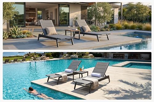 Image of PURPLE LEAF Outdoor Lounge Chair 3D Textilene Rust-Free Frame Moon Basalt