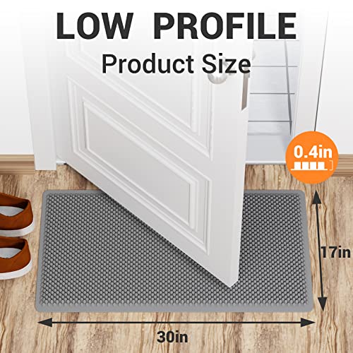 Fowooyeen Outdoor Door Mat, 30'' X 17'' Silicone Scraper Front Door Mats, Durable Non-Slip Waterproof Entrance Mat, Low-Profile Shoe Clean Step Mat, Gray #TOP5