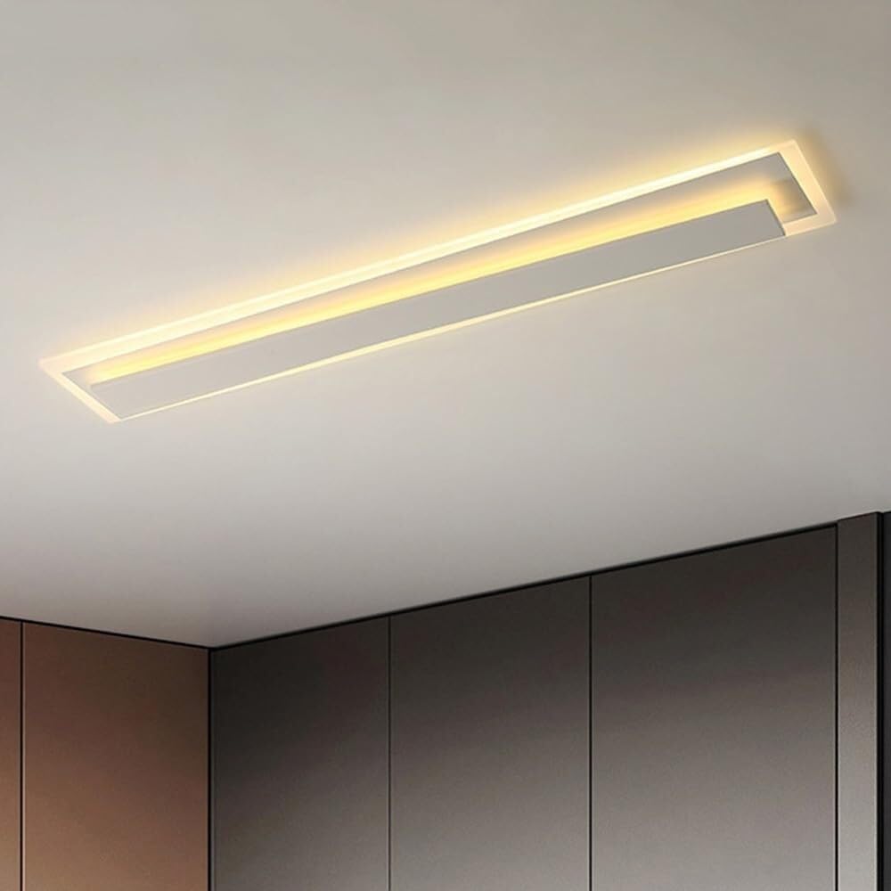 TONFON 32W/40W/48W LED Flat Panel Ceiling Lamp Dimmable Modern LED Ceiling Light Long Strip Semi Flush Mount for Living Room Bedroom Dining Room Kitchen Study Room Corridor Chandelier(100cm)