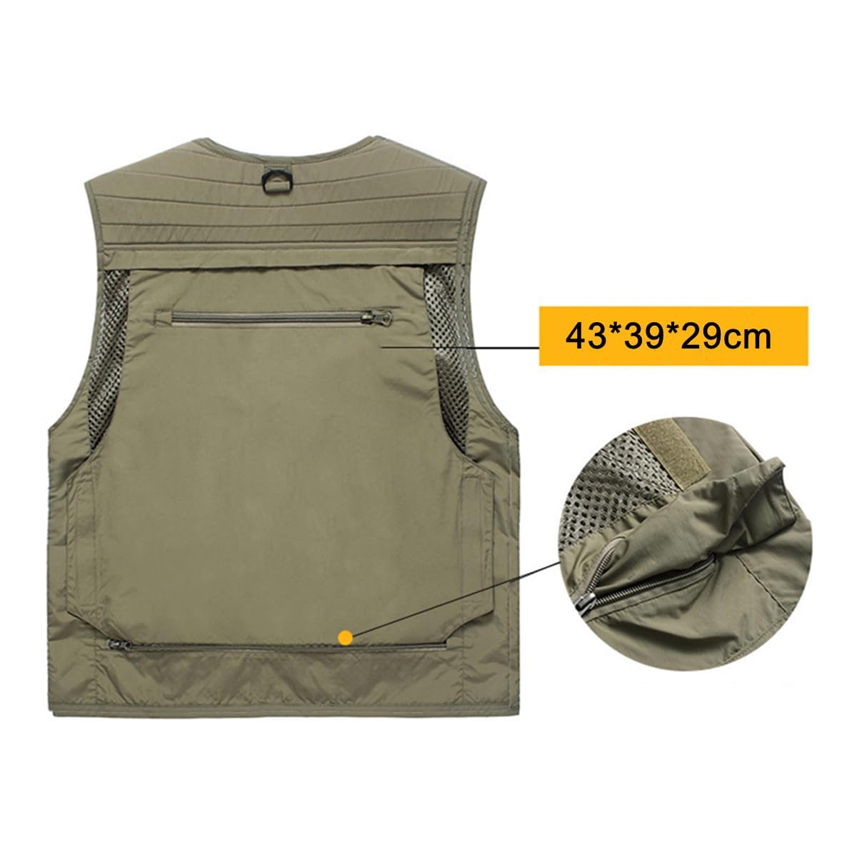 Gilet cargo in rete traspirante con zip, gilet estivo da lavoro da uomo con tasche, gilet tattico ad asciugatura rapida multi-tasca
