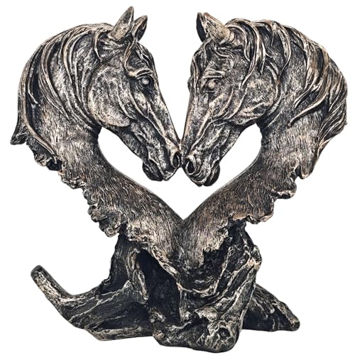 Estatua Corazón Caballos para Decoración Hogar 11" Negro miniatura 1