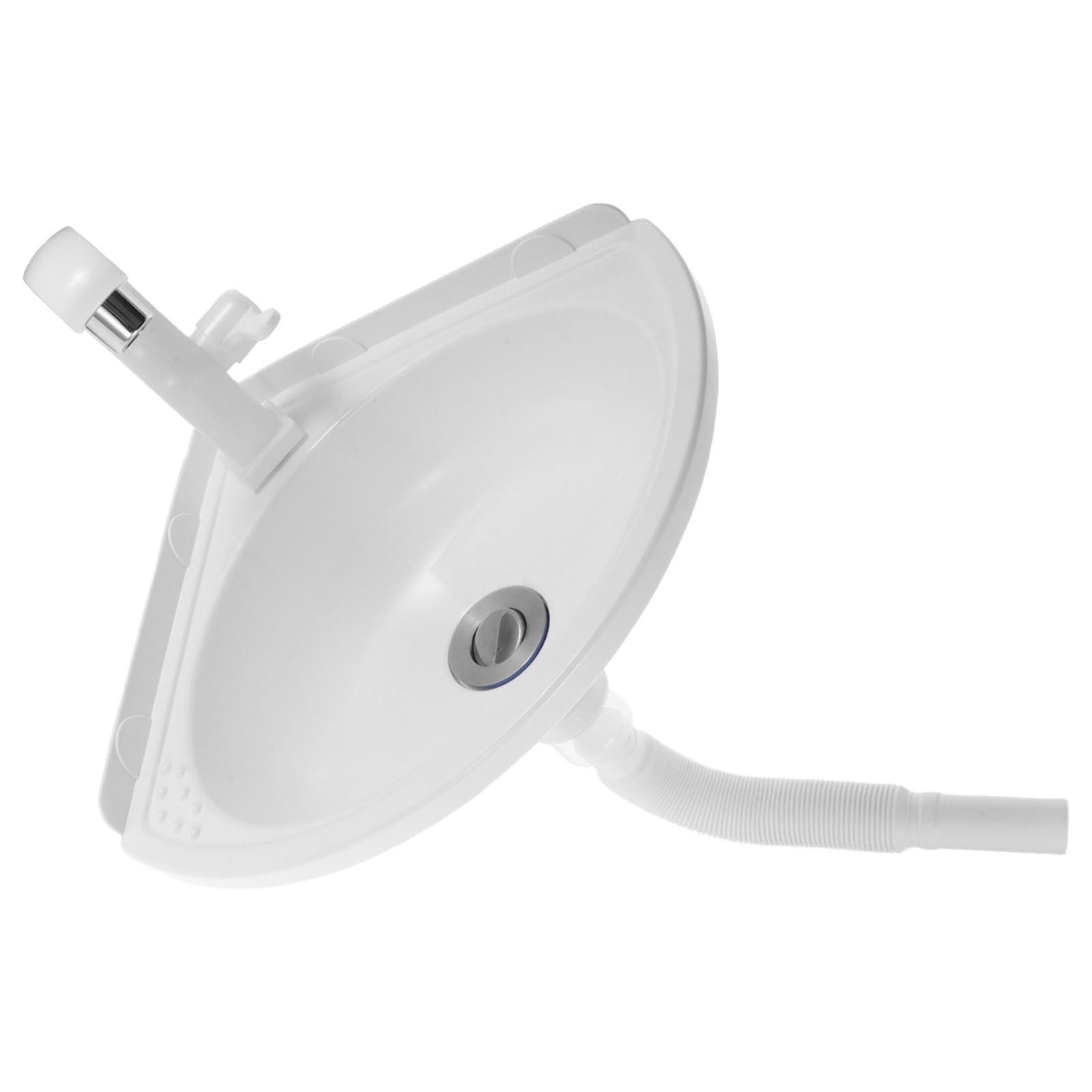 OUNONA Lavabo de Esquina Pequeño de Plástico Blanco, Fácil de Limpiar y Mantenimiento, Diseño Semicircular Moderno para Baños y Porches Pequeños