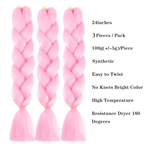 Miniatura 2 de Cabello trenzado jumbo para mujeres y niñas, extensiones de cabello trenzado suave de 24 pulgadas, 3 paquetes de fibra sintética de alta temperatura