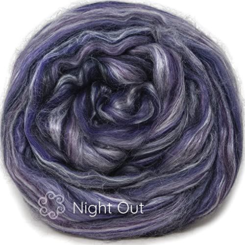 Silk Merino Fiber For Spinning. Super Soft Combed Top Wool Roving For Hand Spinning, Wet Felting, Nuno Felting, Needle Felting, Soap Making, Paper Making And Embellishments. Night Out #TOP1