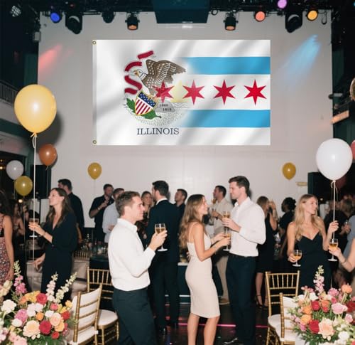 Drapeau Chicago et Illinois 91x152 cm double face avec oeillets - 6