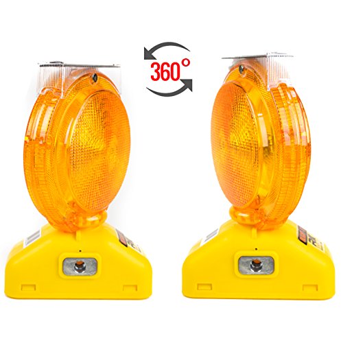 (One Ea) RK Safety BLIGHT-ST Solar Rechargeable Barricade Amber LED Warning Lights | Traffic signal Flashing 2-Sided Visibility, Type A/C, 3-Way Operation Switch | W/Switch Pin and Bolt - Thumbnail 2