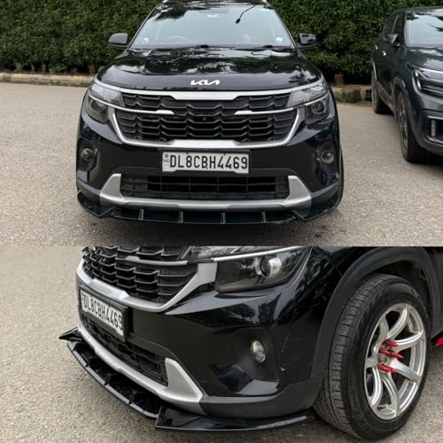 Image of ABS Quality Glossy Black Kia Seltos Front Bumper Splitter Lip Diffuser Dedicated for Kia Seltos Durable Aerodynamic & Sport Appearance Splitter for New Model