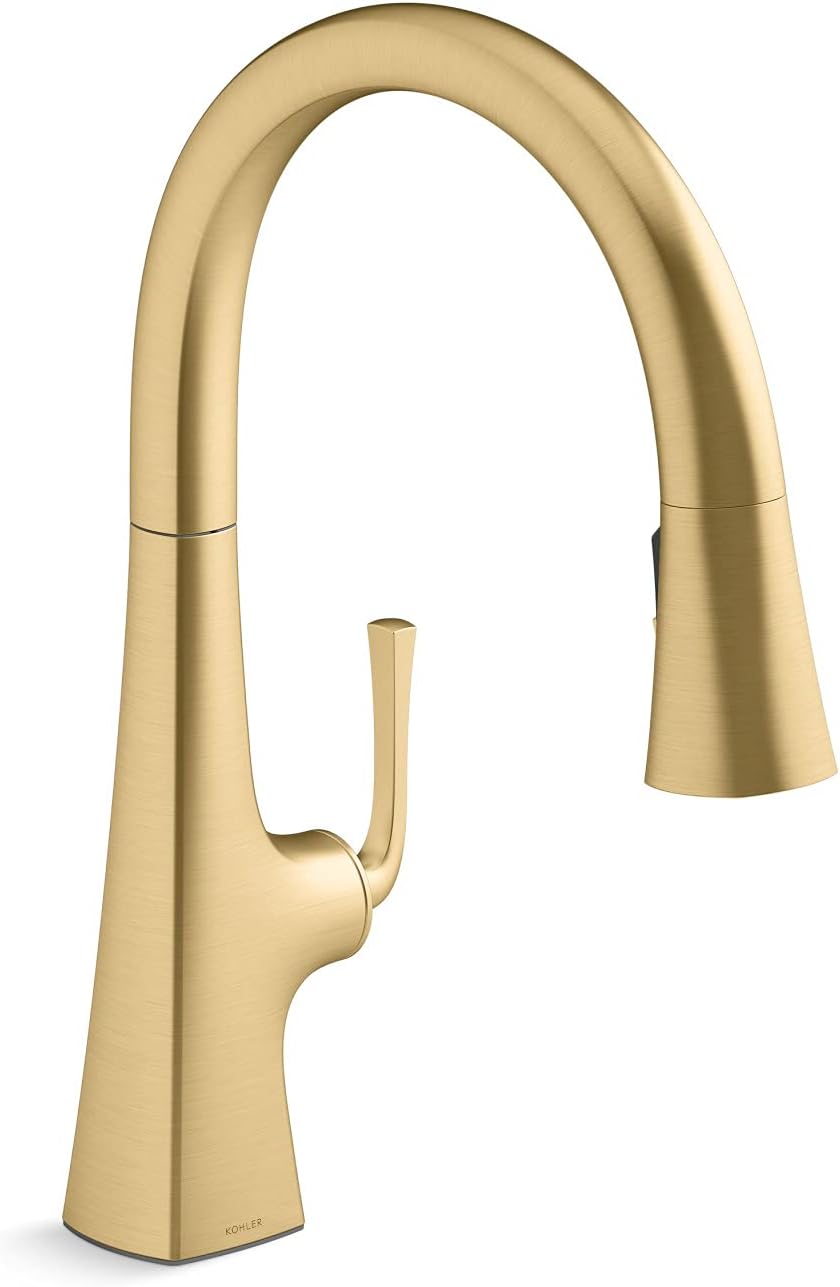 Kohler 22062-2MB Graze Kitchen Sink Faucet, Vibrant Brushed Moderne Brass
