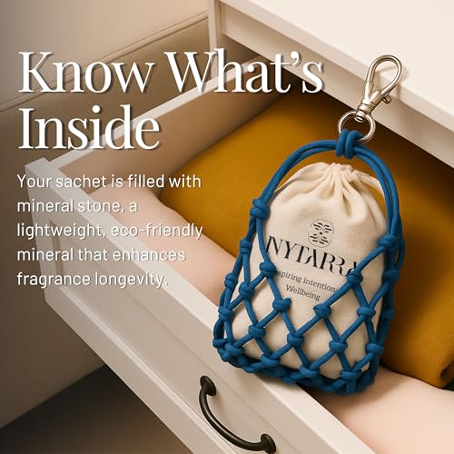 Image of Nytarra Luxury Aroma Sachet - Blue Tranquil | Long Lasting Air Fresheners for Closets, Drawers & Cupboards | Hanging Closet Freshener Pouch | Premium Wardrobe Fragrance | No Heat or Spray