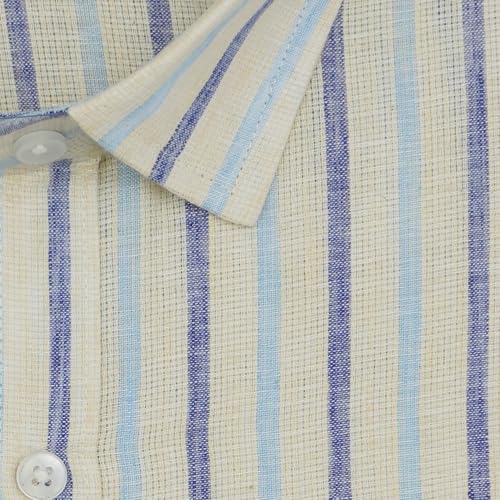 Image of GHPC 100% Cotton Striped Half Sleeves Regular Fit Formal Shirt for Men