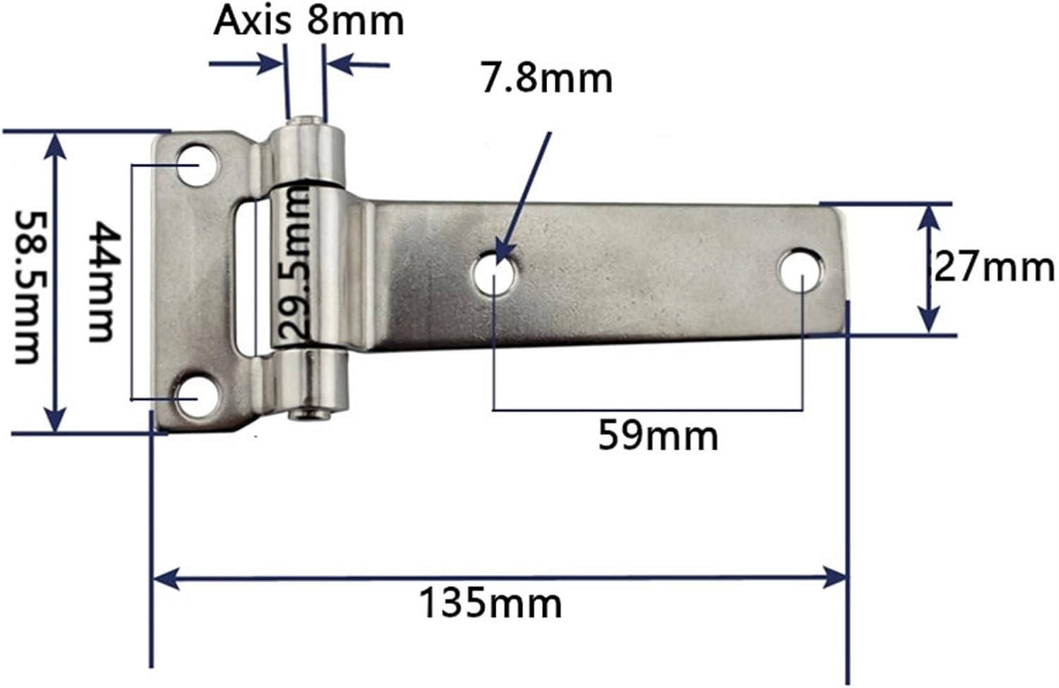 2pcs High Polished Stainless Steel Hinges, Solid Forged, T-Shape, for Wooden Box Doors, Marine Hardware, can be Rotated Backward 270 Degrees Hinges