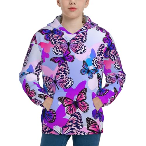 Flying Butterflies Kids Pullover Hoodies Boys Sweatshirts Girls Athletic Clothes with Pocket