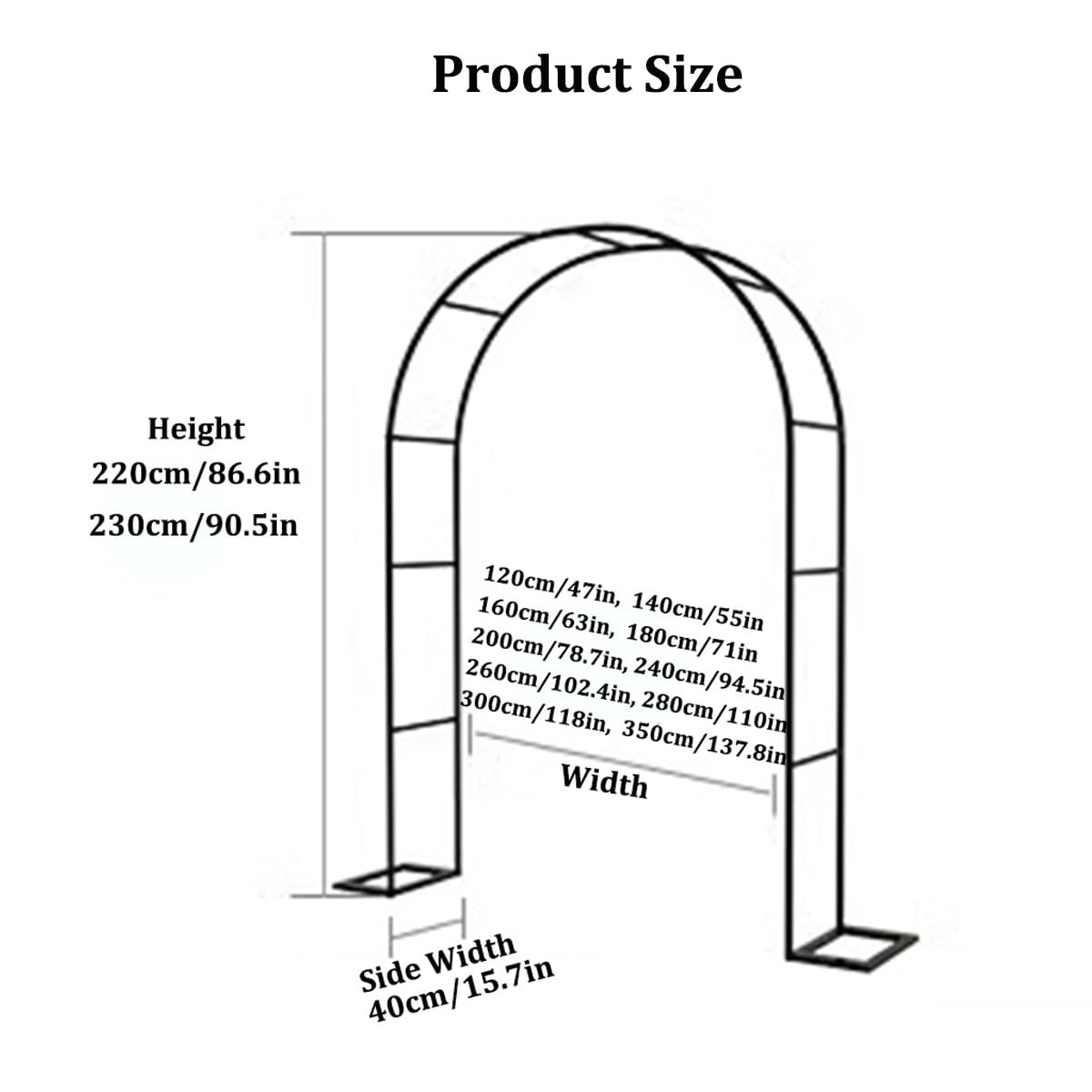 Gartenbogen Kletterpflanzen Metall Rosenlaube Hochzeit Pergola Outdoor Dekoration für Gartenparty Grün Rankhilfe (200x230x40cm)