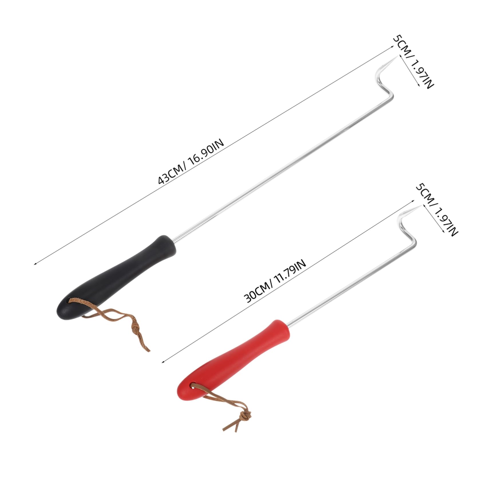 2Pcs Stainless Steel Meat Turner Hook with Plastic Handle Versatile Bbq Cooking Forks for Grilling Smoking and Frying for Steaks Pork Chops and Chicken