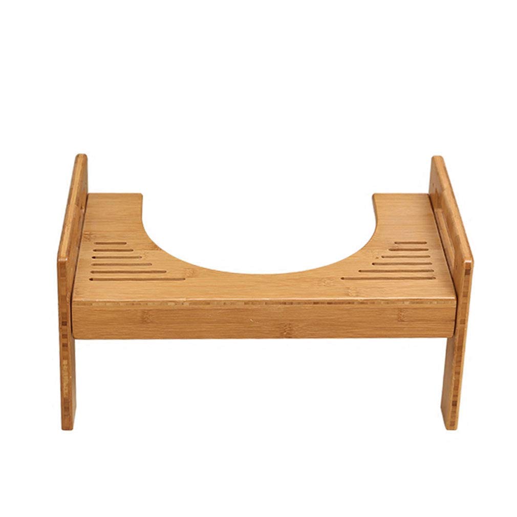 Taburete de inodoro ajustable de madera de bambú natural antideslizante superficie taburete de ducha adultos 45,5 x 24,5 x 28 cm (color: A, tamaño: 45,5 x 24,5 x 28 cm)