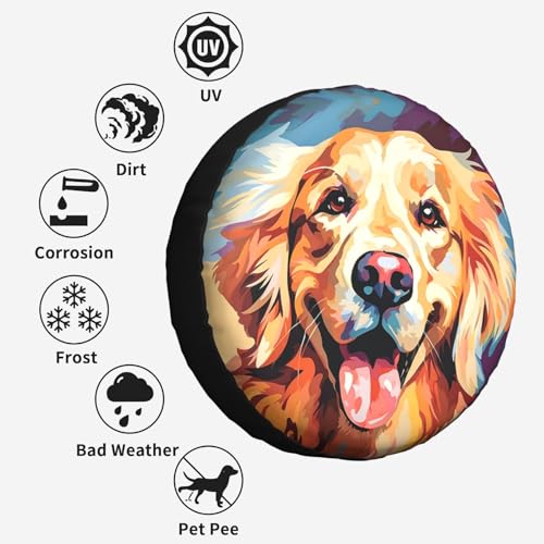 Image of Funny Dog Spare Tire Cover Wheel Protector Weatherproof Wheel Cover Universal Decorative Accessories for Camper RV SUV Travel Trailer 14 inch