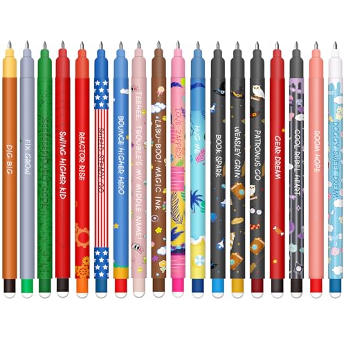 HTGWCG Set di Penne Gel Cancellabili - Natale Erasable Gel Pens Sfera sull'Estremità per Rimuovere l'Inchiostro, Termosensibile, 0,7 mm (Set di 18 penne cancellabili a tema)