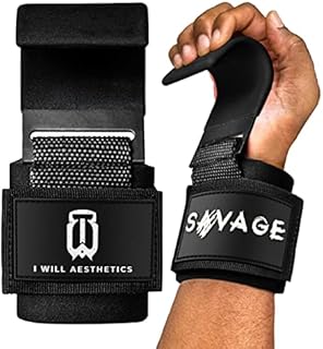 I WILL AESTHETICS Weight Lifting Hooks for Men & Women - Lifting Hooks for Weight Lifting - Deadlift Grips with Hooks - Weight Grips & Deadlift Straps (Black)