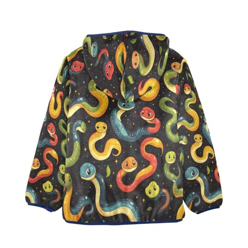 Cute Snake Cartoon Pattern Toddler Fleece Jacket Girl Boys Hooded Fleece Jacket Coat Warm Outwear Zip-up 3-10T2