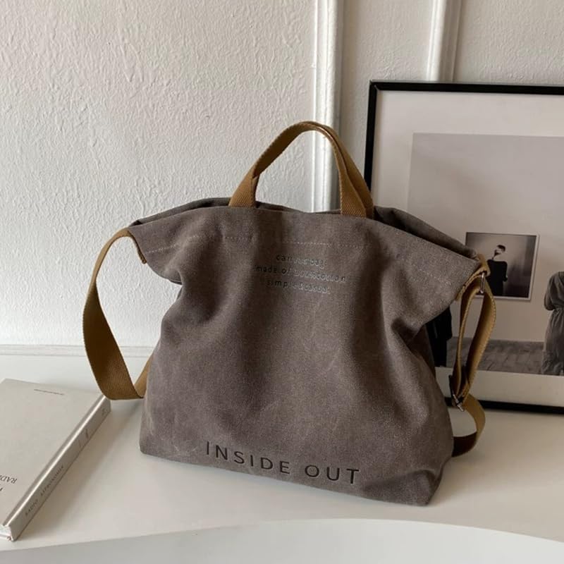 Canvas Large Capacity Tote Bag for Women, Summer Crossbody Bags with Zip Closur, Shoulder Bag with Adjustable Strap3