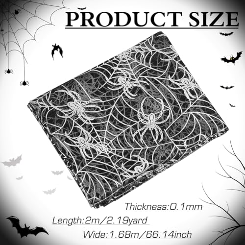 FINGERINSPIRE Halloween Spider Web Fabric 2x1.5m Wide Glitterie Silver Spider Webs Fabric Black Mesh Halloween Fabric Halloween Spider Web Fabric by The Yard for Halloween Party Decoration - Image 2